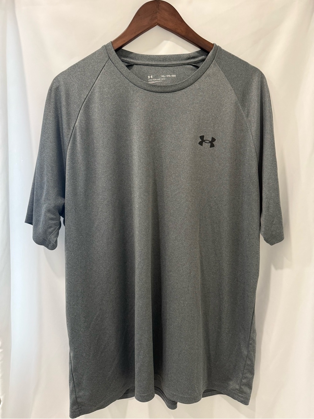 Under Armour Tech Tee Heather Gray Loose Fit Men’s 2XL